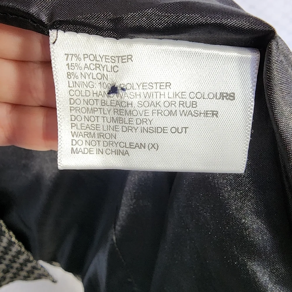 BLACK PEPPER winter jacket size 10 black white warm short bomber blazer - Picture 6 of 13